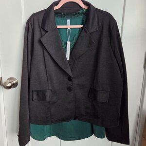 Black Blazer/Green Lace Dress Tank